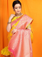 Surabhi Sunflower Golden Zari Worked Heavy Banarasi Yellow Saree