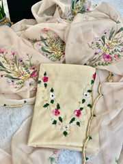 Premium Soft Tabby Silk Flower Printed Handwork Saree