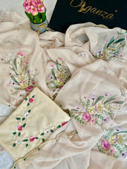 Premium Soft Tabby Silk Flower Printed Handwork Saree