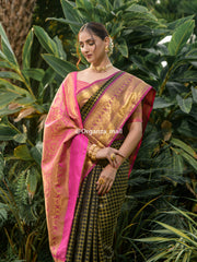 Black Zari Worked With Royal Pink Color Pure Banarasi saree