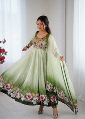 Floral Bloom Mint Green Anarkali