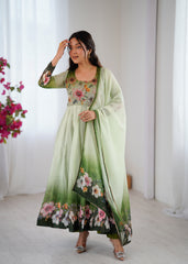 Floral Bloom Mint Green Anarkali