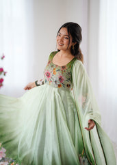 Floral Bloom Mint Green Anarkali