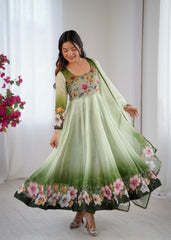 Floral Bloom Mint Green Anarkali