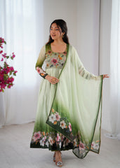 Floral Bloom Mint Green Anarkali