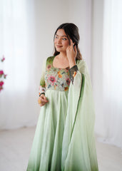 Floral Bloom Mint Green Anarkali