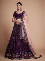 Anmol Purple Heavy Georgette Embroidery with Sequins Work Lehenga