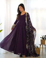 Indigo Stunning Anarkali Gown with Heavy Fox Georgette Flair