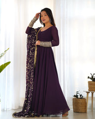 Indigo Stunning Anarkali Gown with Heavy Fox Georgette Flair