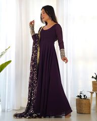 Indigo Stunning Anarkali Gown with Heavy Fox Georgette Flair