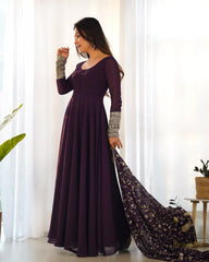 Indigo Stunning Anarkali Gown with Heavy Fox Georgette Flair