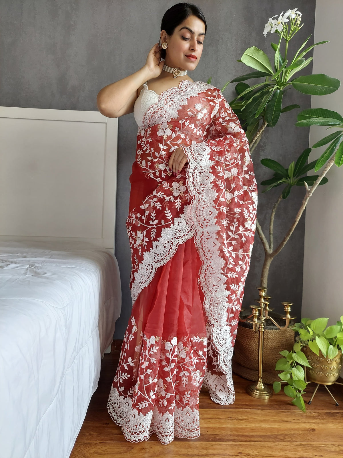 Sahara Organza Silk With  Jhal Zari Embroidery Saree