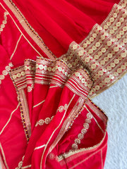 Madhu Red Chinon Silk Anarkali