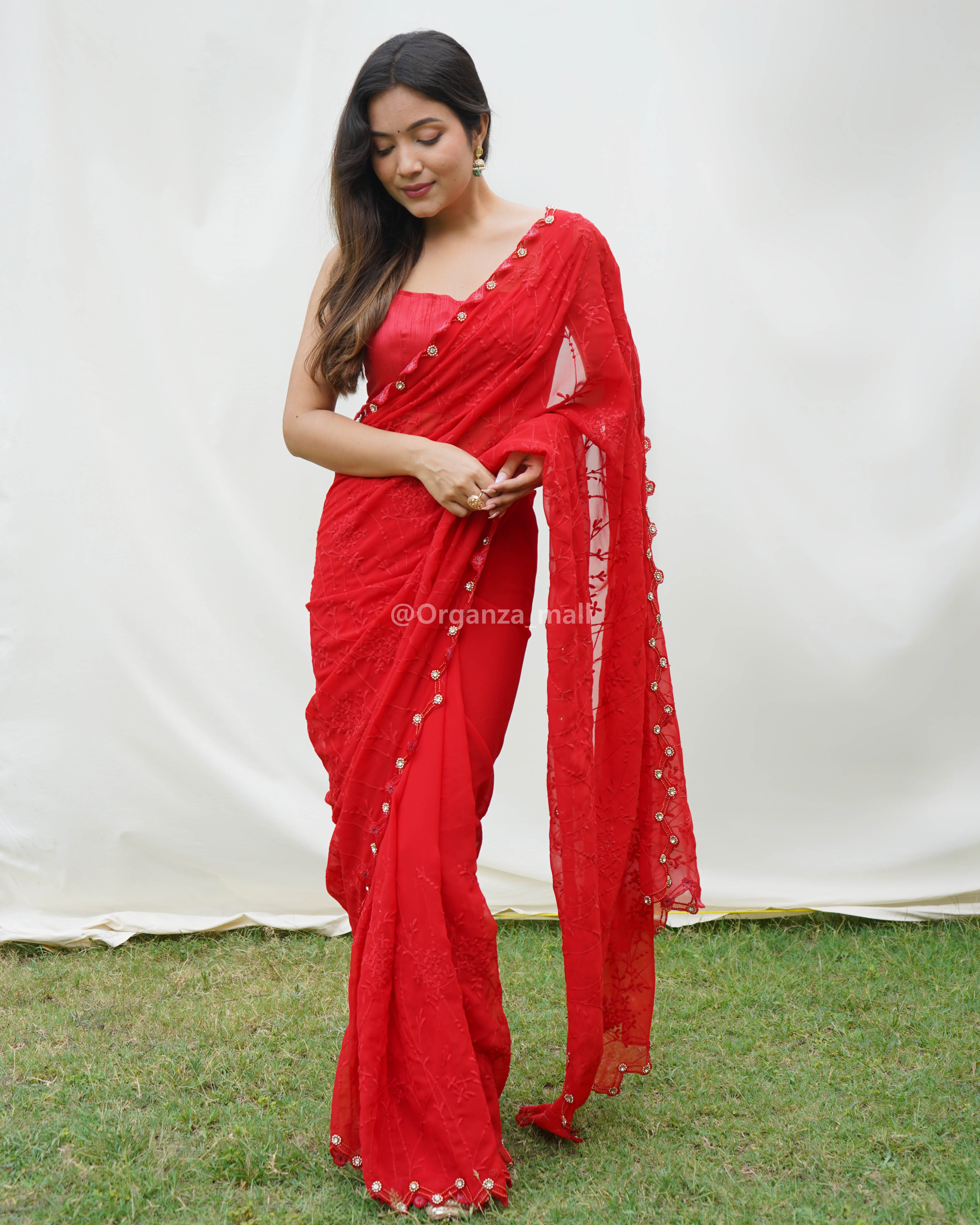 Cherry Red Digital Printed Saree Set Design by Punit Balana at Pernia's Pop  Up Shop 2024