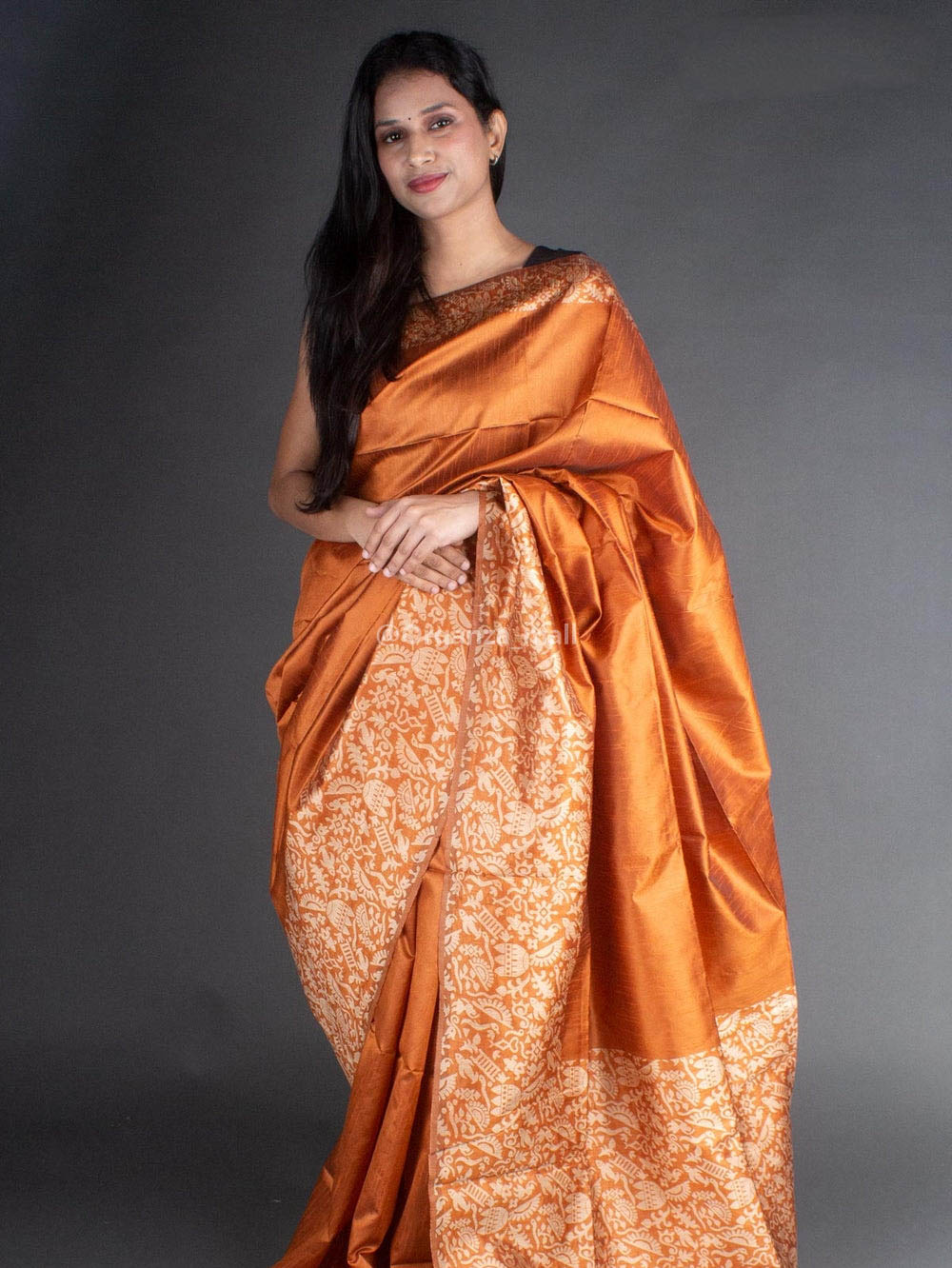 Orange Silk Banarasi Saree | Leemboodi