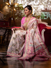 Couth Soft Banarasi Light Pink Saree With Meena Weaves