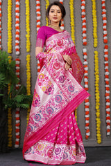 Regal Silver Zari Worked Pink Heavy Banarasi Saree