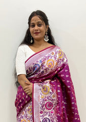 Samrpika Wine Silver Zari Worked Heavy Banarasi Saree