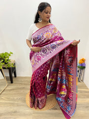 Samrpika Wine Silver Zari Worked Heavy Banarasi Saree