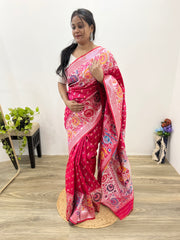 Samrpika Rani Pink Silver Zari Worked Heavy Banarasi Saree