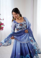 Blue Blossom Anarkali Set