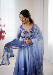 Blue Blossom Anarkali Set