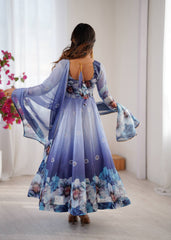 Blue Blossom Anarkali Set