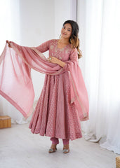 Step into elegance with this dusty rose Anarkali
