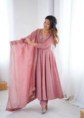 Step into elegance with this dusty rose Anarkali