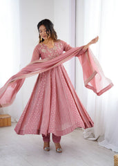 Step into elegance with this dusty rose Anarkali