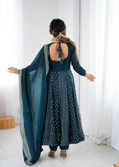 Step into elegance with this teal blue Anarkali
