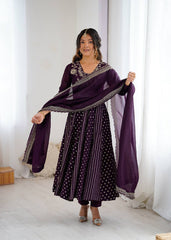 Step into elegance with this wine Anarkali
