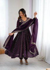 Step into elegance with this wine Anarkali