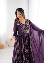 Step into elegance with this wine Anarkali