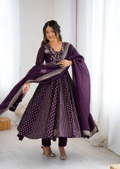 Step into elegance with this wine Anarkali