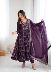 Step into elegance with this wine Anarkali