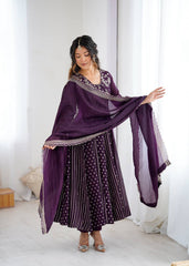 Step into elegance with this wine Anarkali