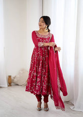 Royal Rani Pink Blossom Embroidered Anarkali