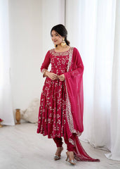 Royal Rani Pink Blossom Embroidered Anarkali