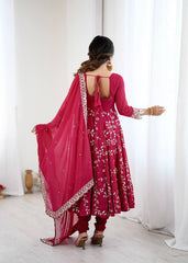 Royal Rani Pink Blossom Embroidered Anarkali
