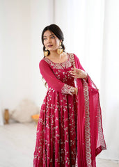 Royal Rani Pink Blossom Embroidered Anarkali