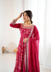 Royal Rani Pink Blossom Embroidered Anarkali