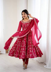 Royal Rani Pink Blossom Embroidered Anarkali