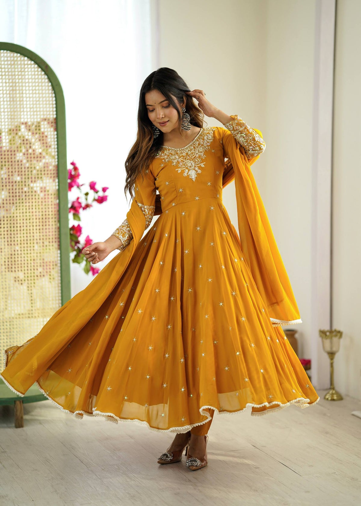 Get Your Perfect Twirl In This Mustard Glow Anarkali