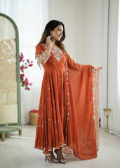 Get Your Perfect Twirl In This Rust Orange Glow Anarkali
