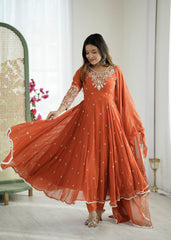Get Your Perfect Twirl In This Rust Orange Glow Anarkali