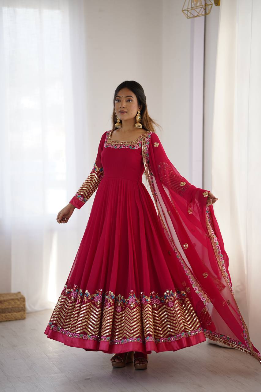 Where Floral Embroidery Meets The Rani Pink Dream Anarkali