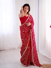 The Royal Red Embroidered Drape