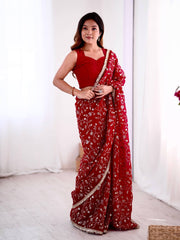 The Royal Red Embroidered Drape