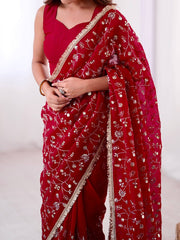 The Royal Red Embroidered Drape
